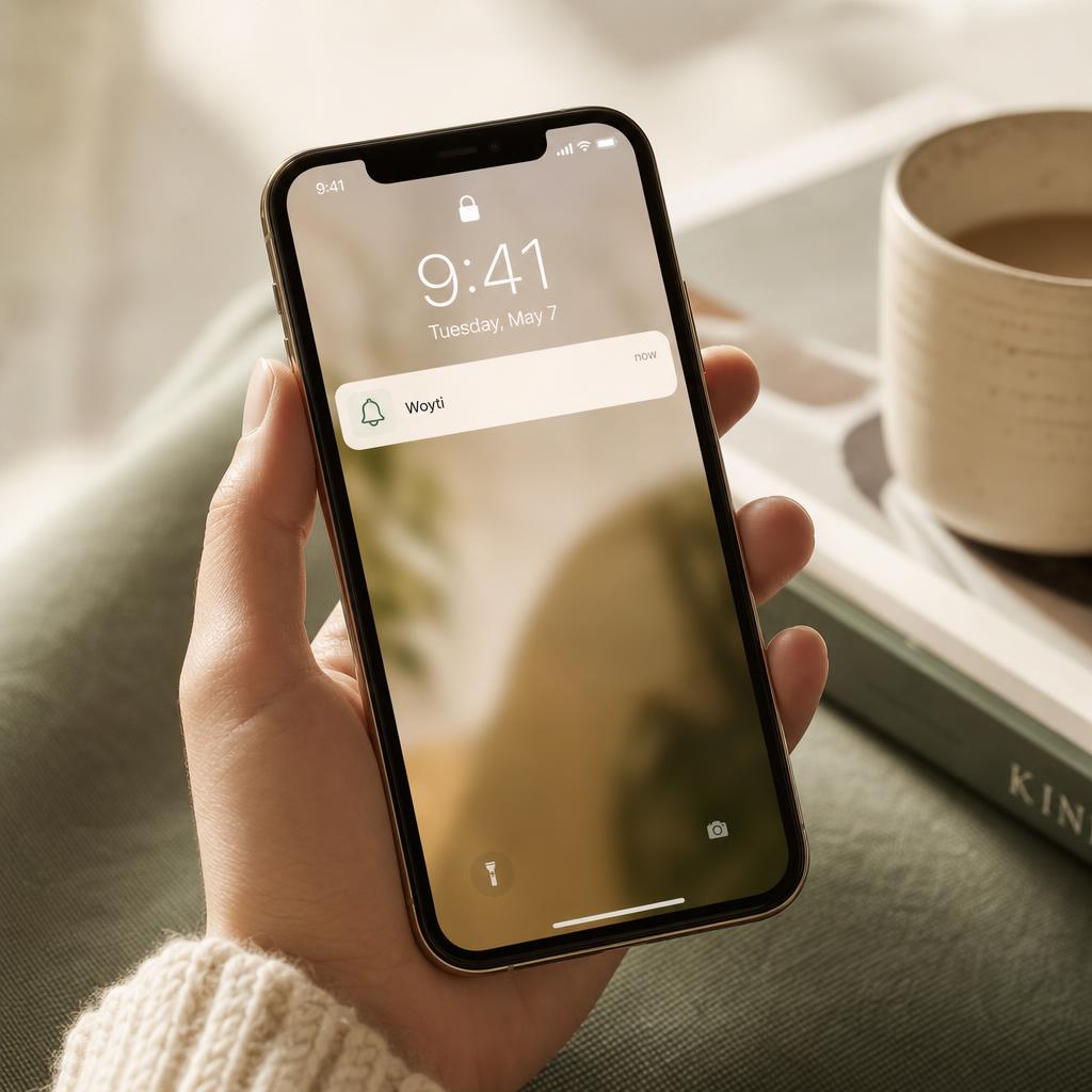 Smartphone with a Woyti push notification